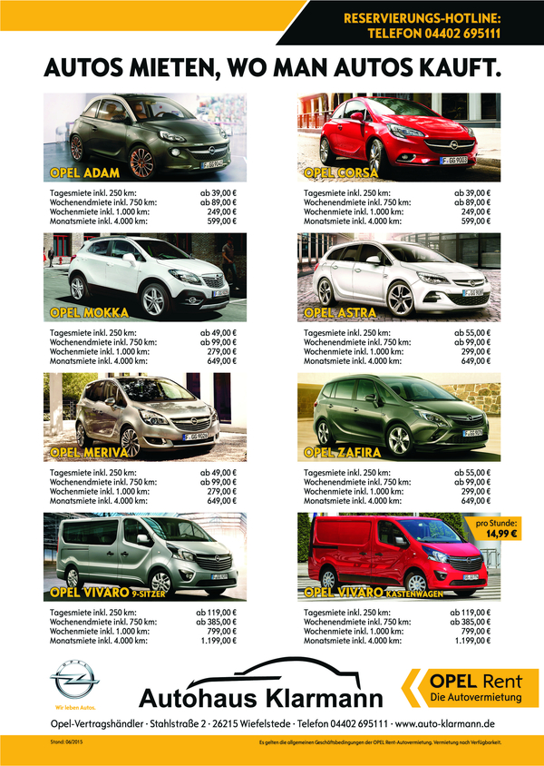 Opel Rent Preisliste